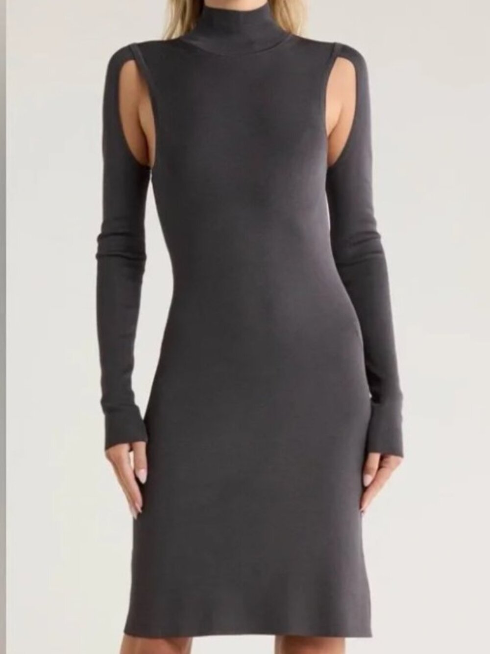 HELMUT LANG AIR CUT OUT DRESS - Graphite Gray - XS - NEW - F/W '25 Line! Bodycon
